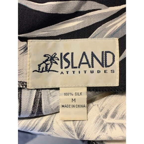 Island Attitudes Women Aloha Hawaiian Shift Dress Medium M Black Silk EUC - Picture 7 of 8